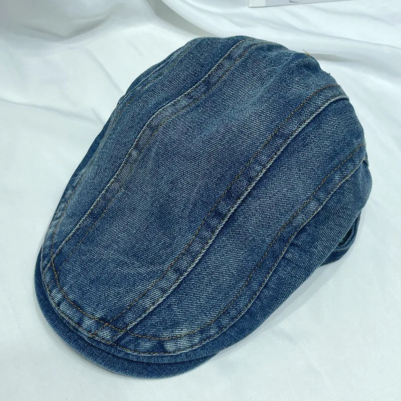 High-Quality Dream Purple Washed Denim Berets