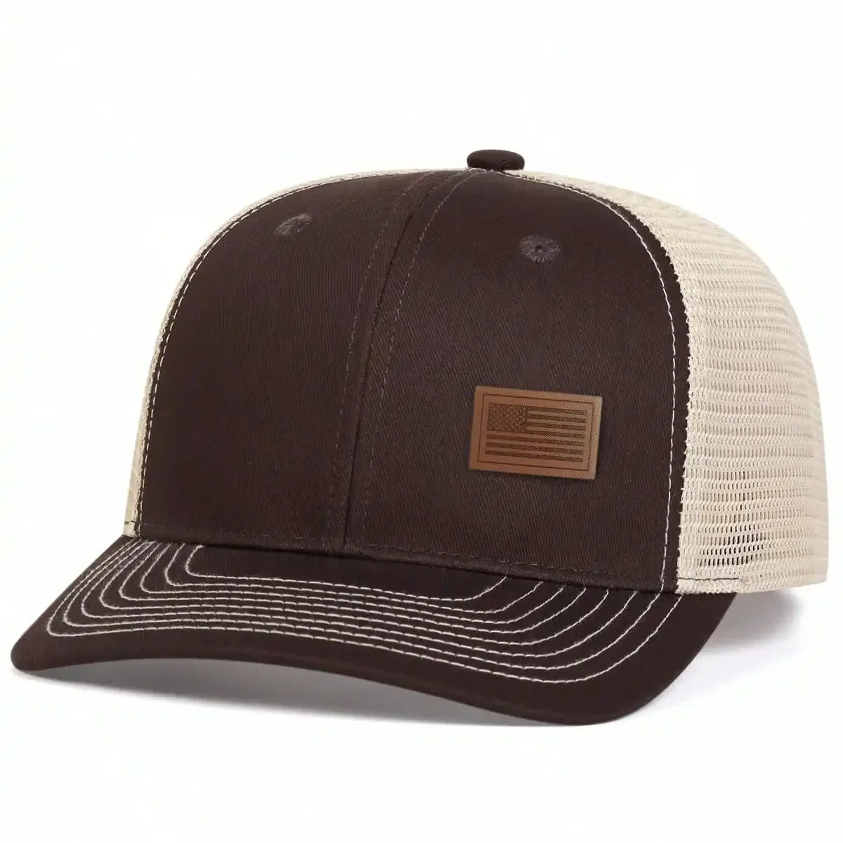 Unisex American Flag Leather Label Baseball Net Caps Spring Summer