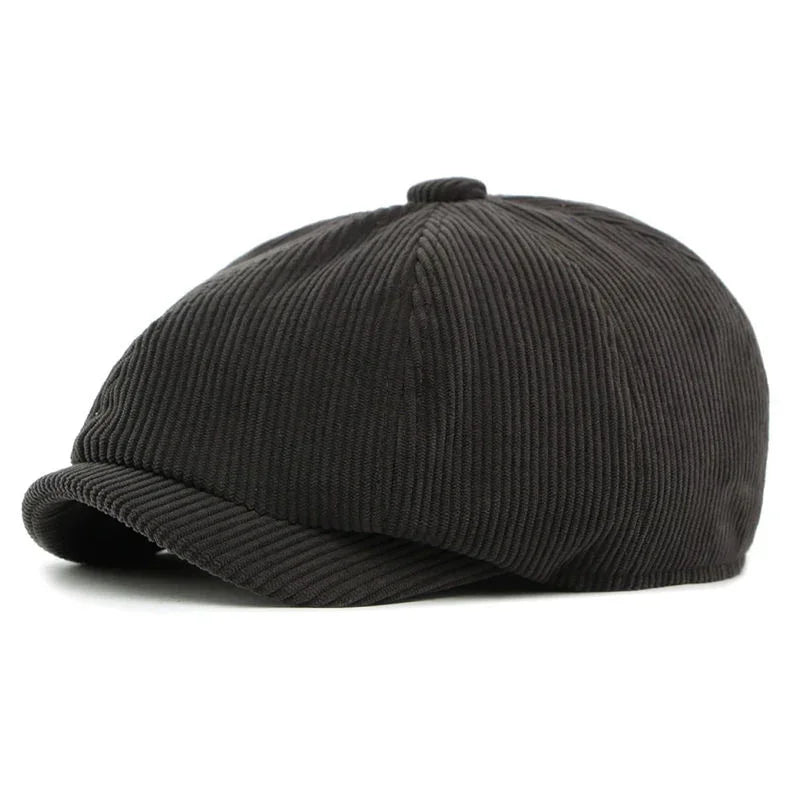 Winter Polyester Print Warm Newsboy Caps Men Flat