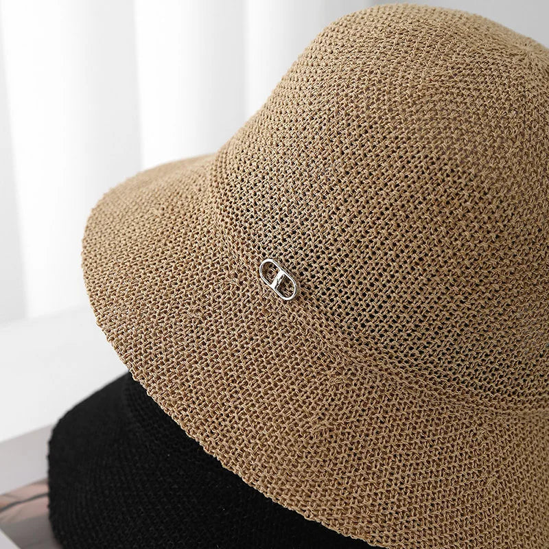 Bucket Hat Sun Protection For Women Korean Minimalist Knit Fisherman Cap