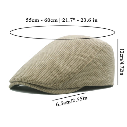 Drop Shipping Autumn And Winter Camel Corduroy Man Ivy Cap Dad Casual Newsboy Hat 56-60cm