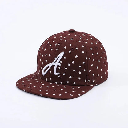 Full-Print White Star-Letter A Flat-Brim Hat