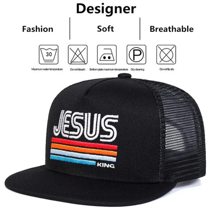 Unisex Jessus Letter Embroidery Hip-hop Net Hats Spring Summer Sports Cap