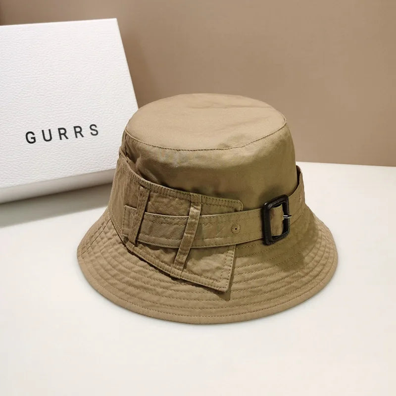 Designer Brand Fashion Women Belt Buckle Bucket Hat