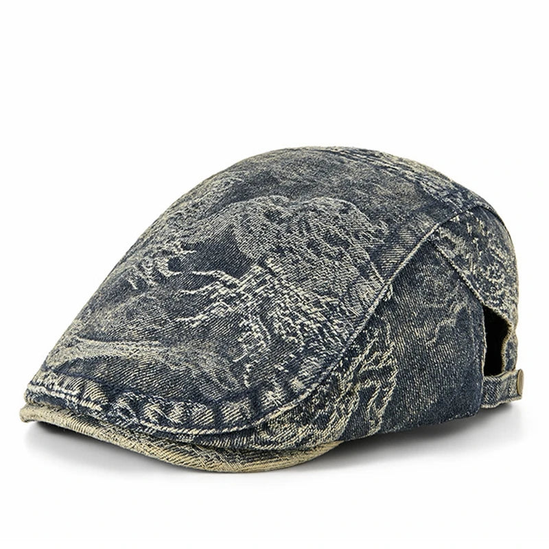 2026 Women's Distressed Denim Newsboy Cap