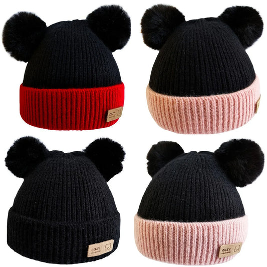 Cozy Winter Baby Hat Soft Cartoon Mouse Head Hat For Girls Boys Kids Outdoor