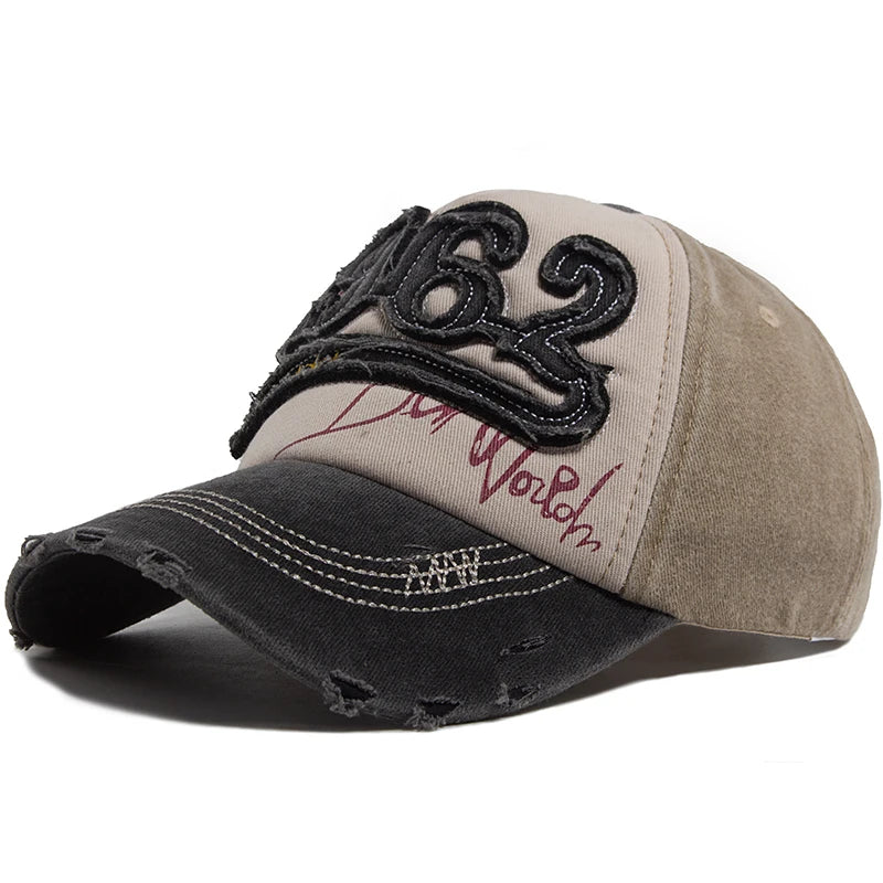 Fashion Vintage Washed Cotton Baseball Cap Men Digit 1962 Embroidery