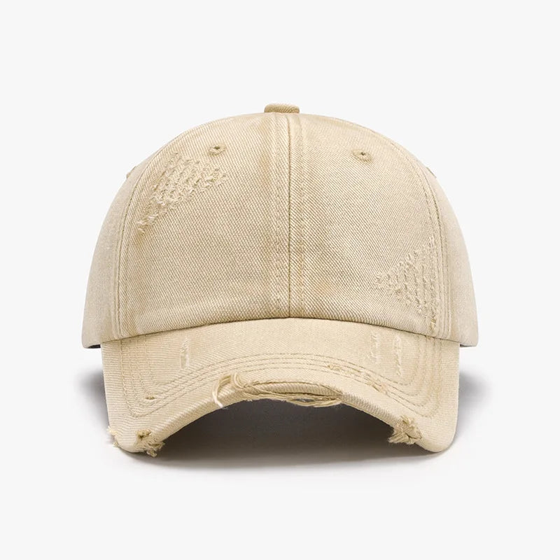 Washed Distressed Spring/Summer Soft-Top Coated Plain Baseball Cap