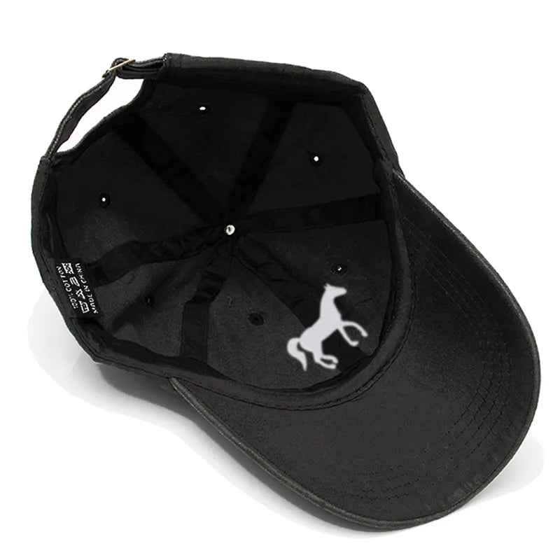 Horse Embroidered Baseball Cap For Women Men Fashion Adjustable Washed Cotton