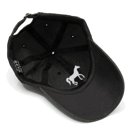 Horse Embroidered Baseball Cap For Women Men Fashion Adjustable Washed Cotton