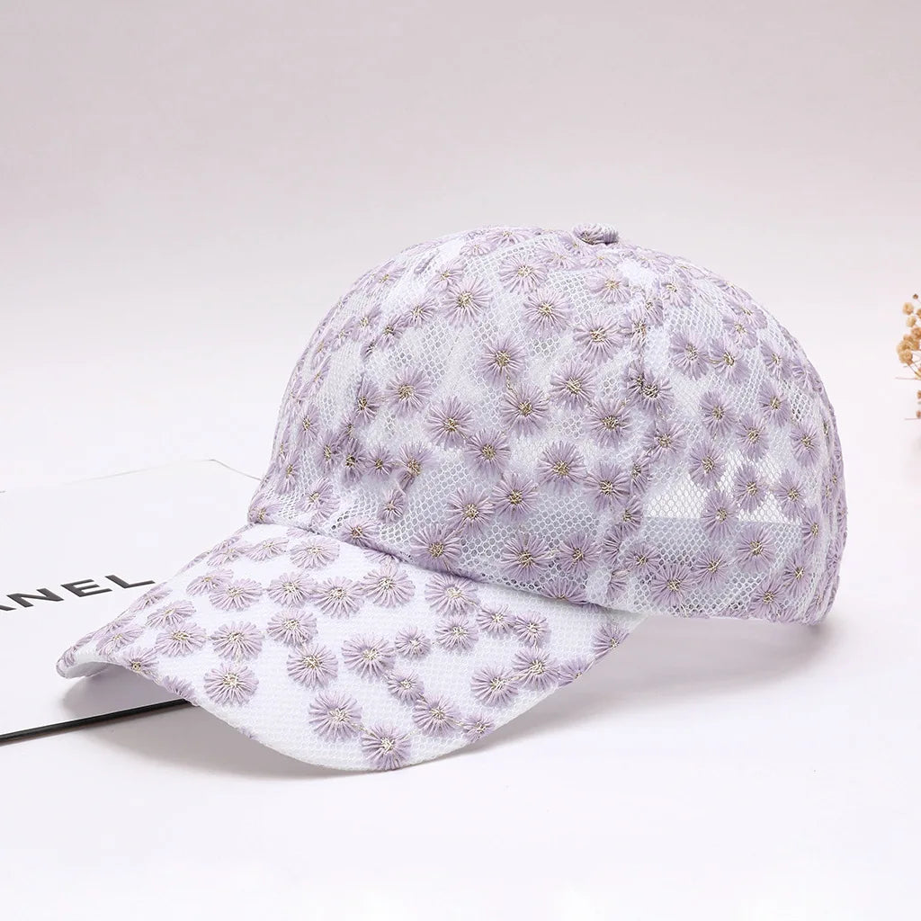Versatile Water-Washed Lace With Sequins Duckbill Hat