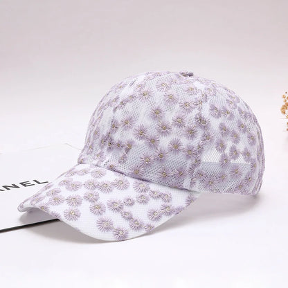 Versatile Water-Washed Lace With Sequins Duckbill Hat
