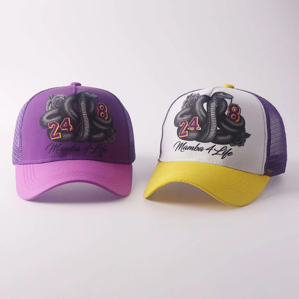 2026 Simple Creative New Mesh Hat Snake Design Print Street Hip Hop Hat