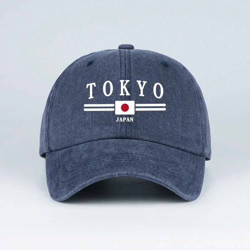 TOKYO JAPAN Printed Washed Baseball Cap Tokyo Japan Urban Style Classic Fashion Daily Commuting