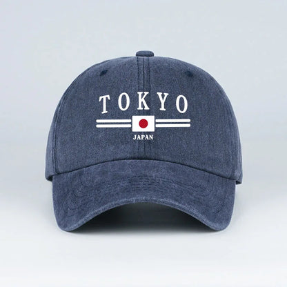 TOKYO JAPAN Printed Washed Baseball Cap Tokyo Japan Urban Style Classic Fashion Daily Commuting