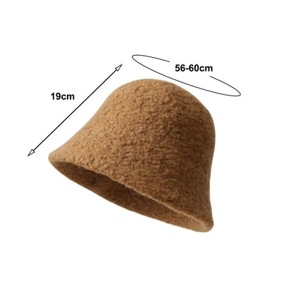 Casual Wool Bucket Hat Thickened Windproof Fisherman Hats
