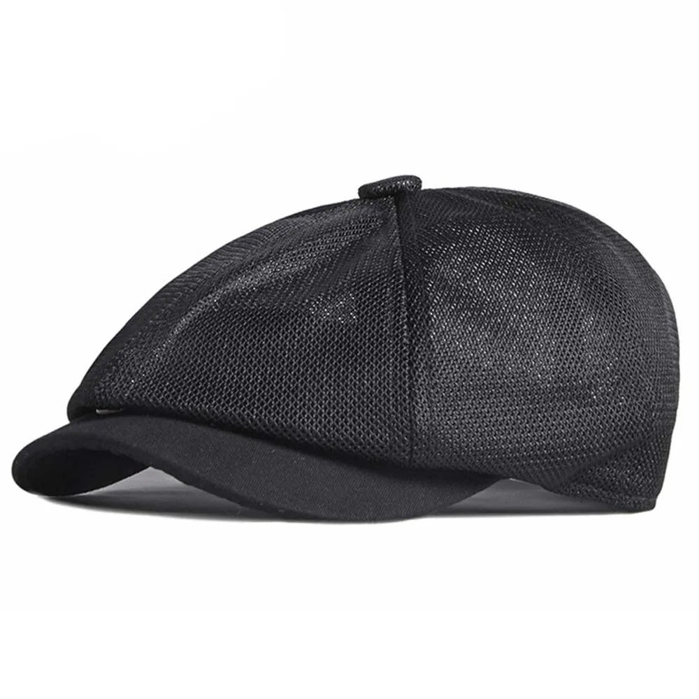 Solid Color Mesh British Beret Hollow-Out