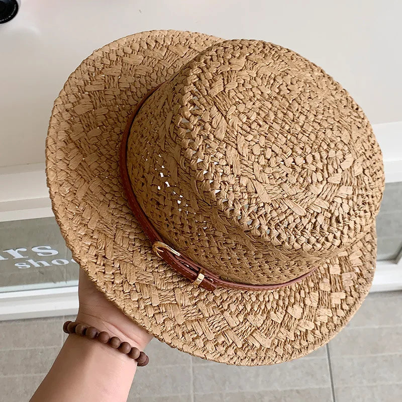 Women's Retro Flat Topped Straw Hat