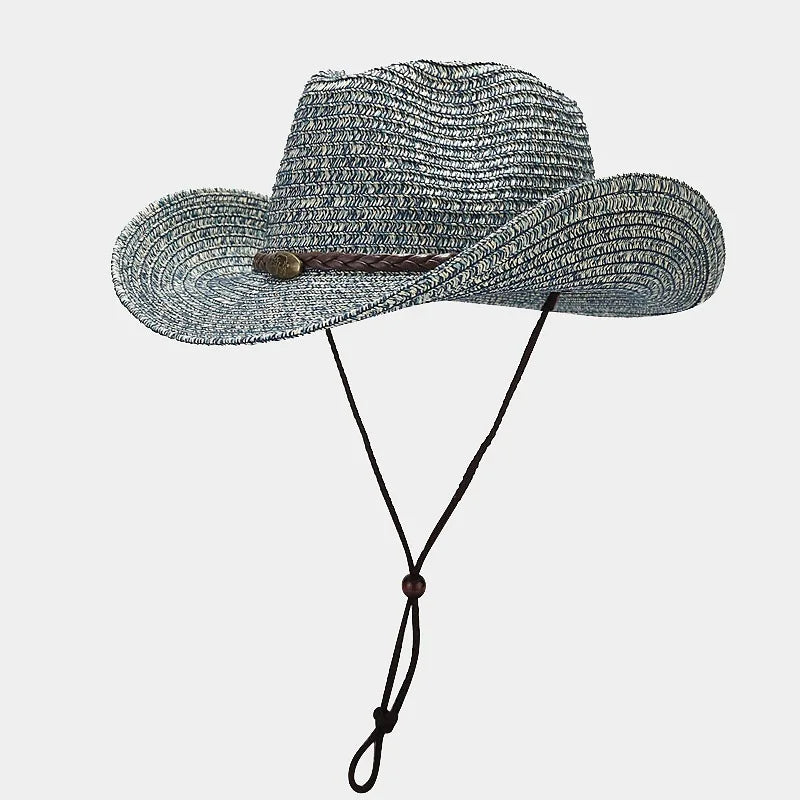 Summer UPF50+ Wide Brim Sun Hat Outdoor Western Cowboy Fisherman Cap
