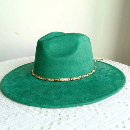 New Free People Rancher Suede Wide Brim Hat Felt Jazz Hat, Classic Church Hat