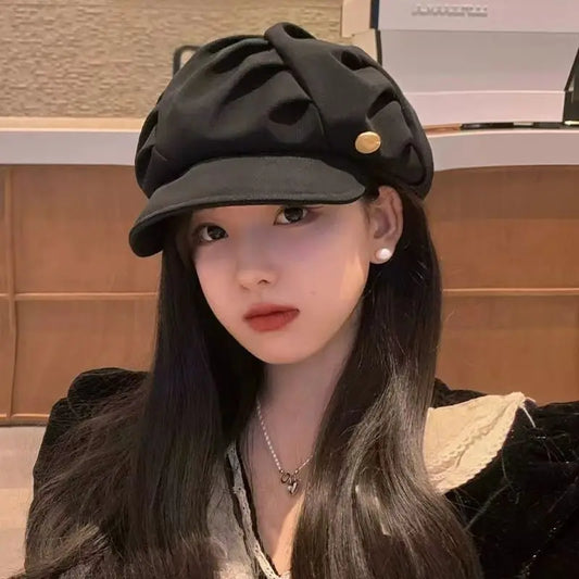 Vintage Women Beret Hat Autumn Winter Warm Female