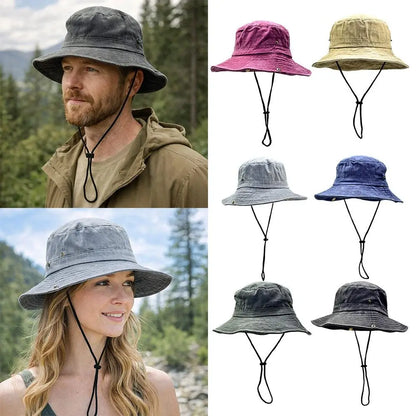 New Washed Cotton Bucket Hats Breathable UV Protection Panama Hat