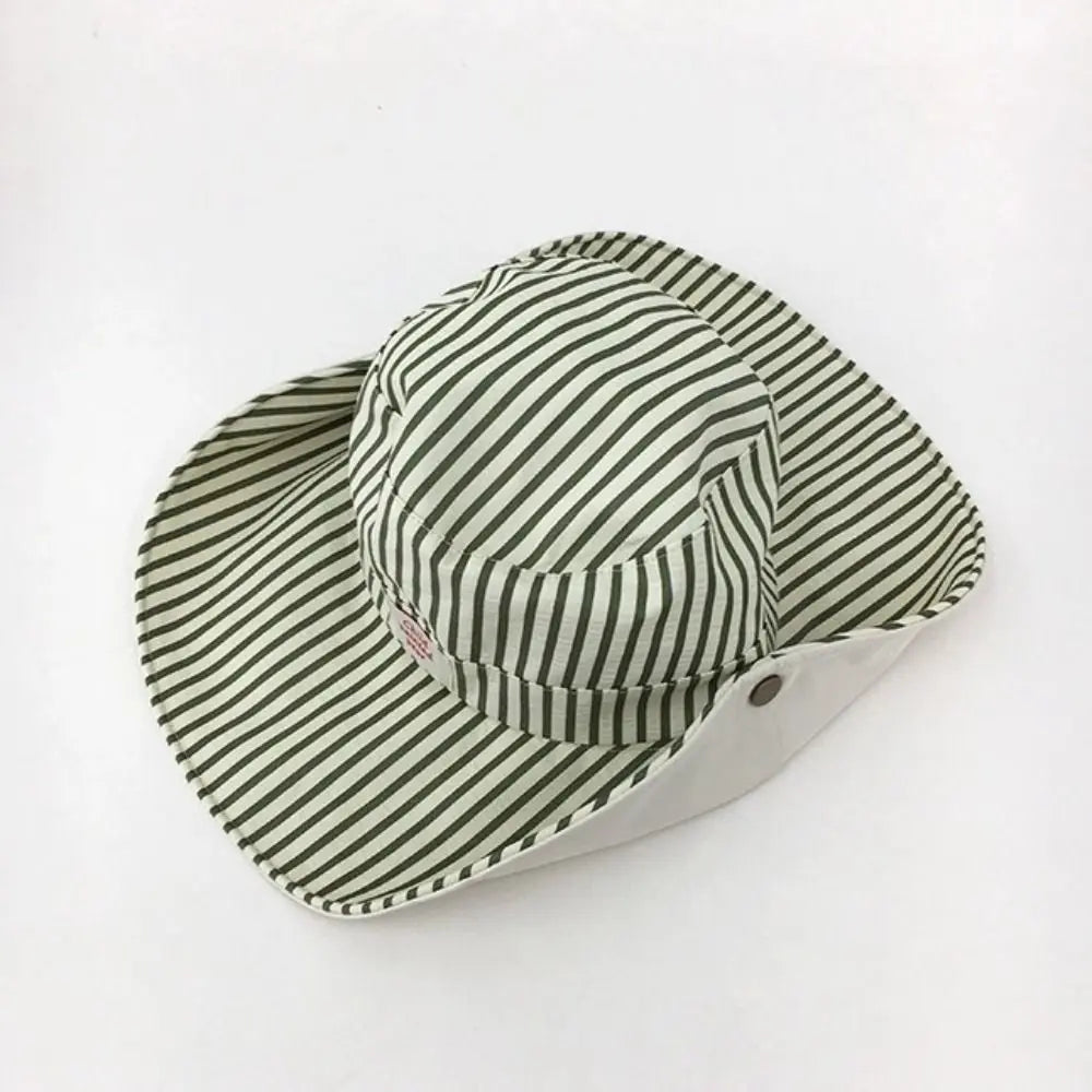 Fashion UV Protection Bucket Hat Foldable Striped Sunshade Hat