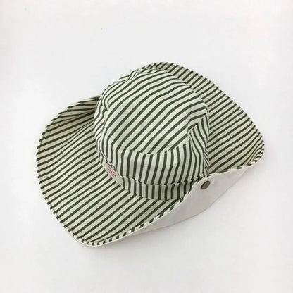 Fashion UV Protection Bucket Hat Foldable Striped Sunshade Hat