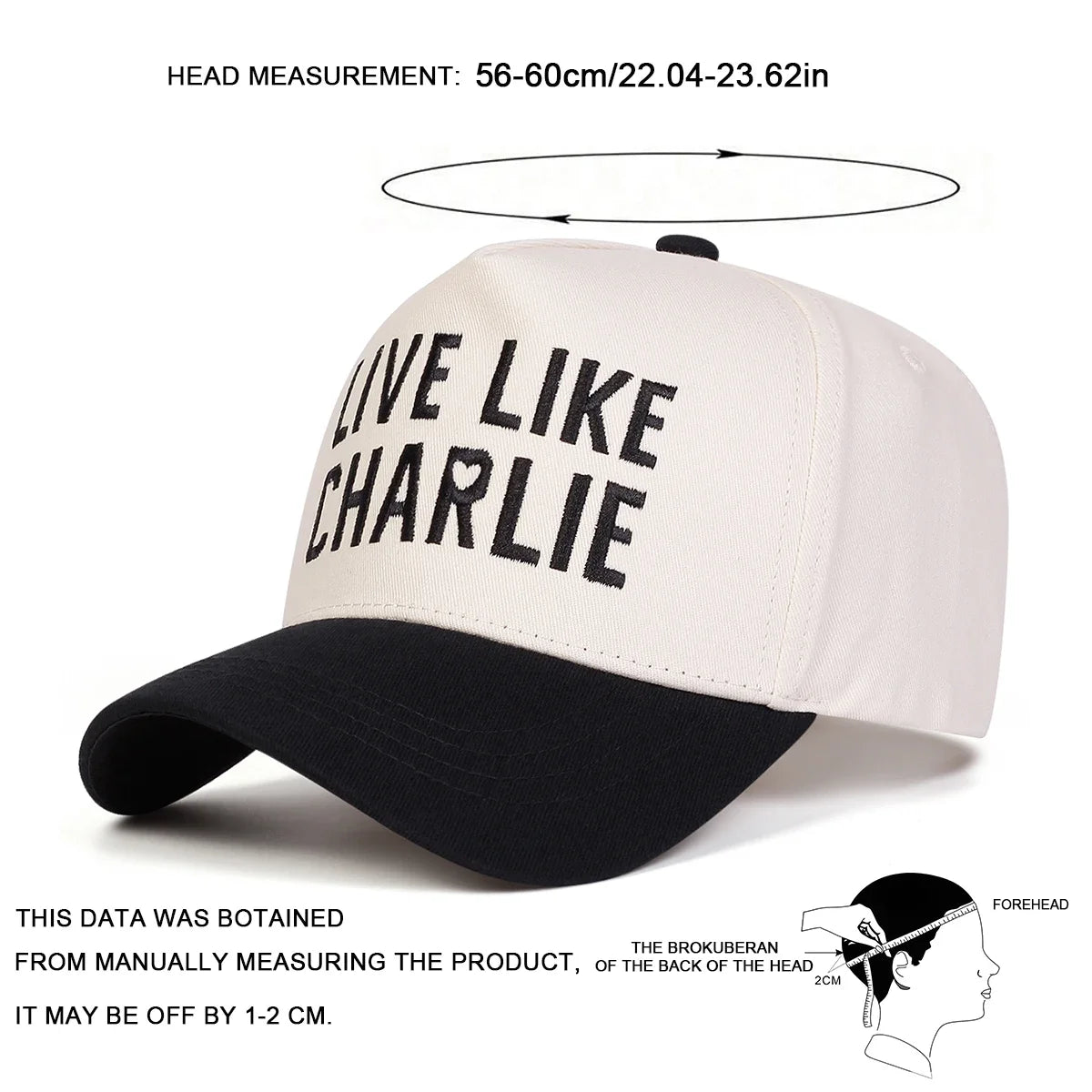 Unisex Live Like Charlie Letter Embroidery Baseball Caps Spring Autumn