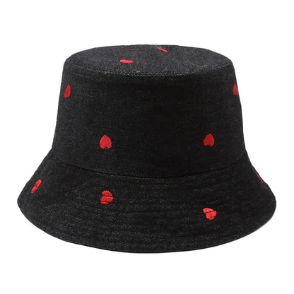 Summer Denim Bucket Hat UV Protection Wide Brim Sun Cap