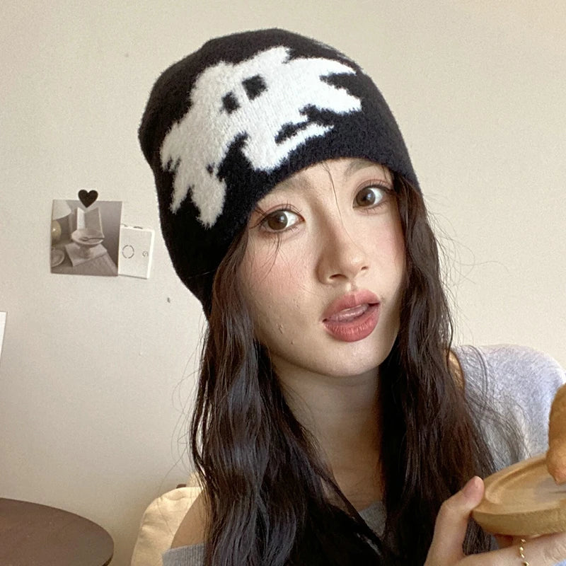 Women Hat Beanie Knitting Letter Graphic Winter
