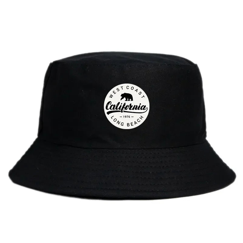 Summer 1976 California Long Beach Print Bucket Hat Woman Man
