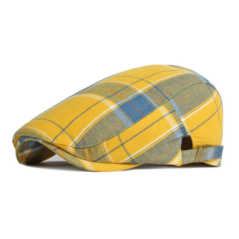 2022 Four Seasons Polyester Plaid Newsboy Caps
