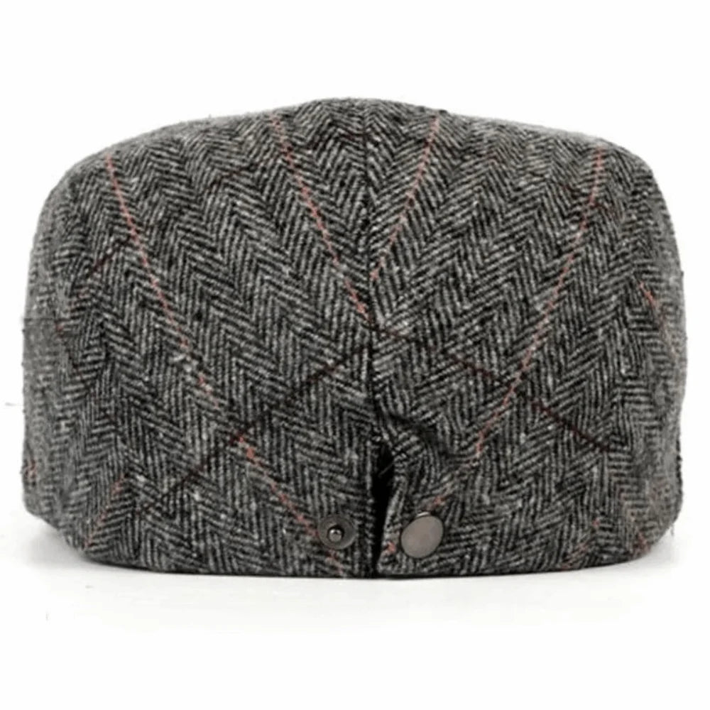 Casual Herringbone Grid Newsboy Caps Wool