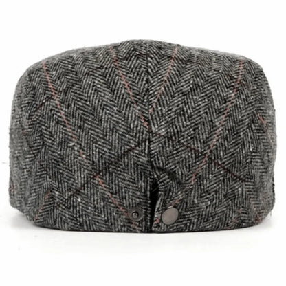 Casual Herringbone Grid Newsboy Caps Wool