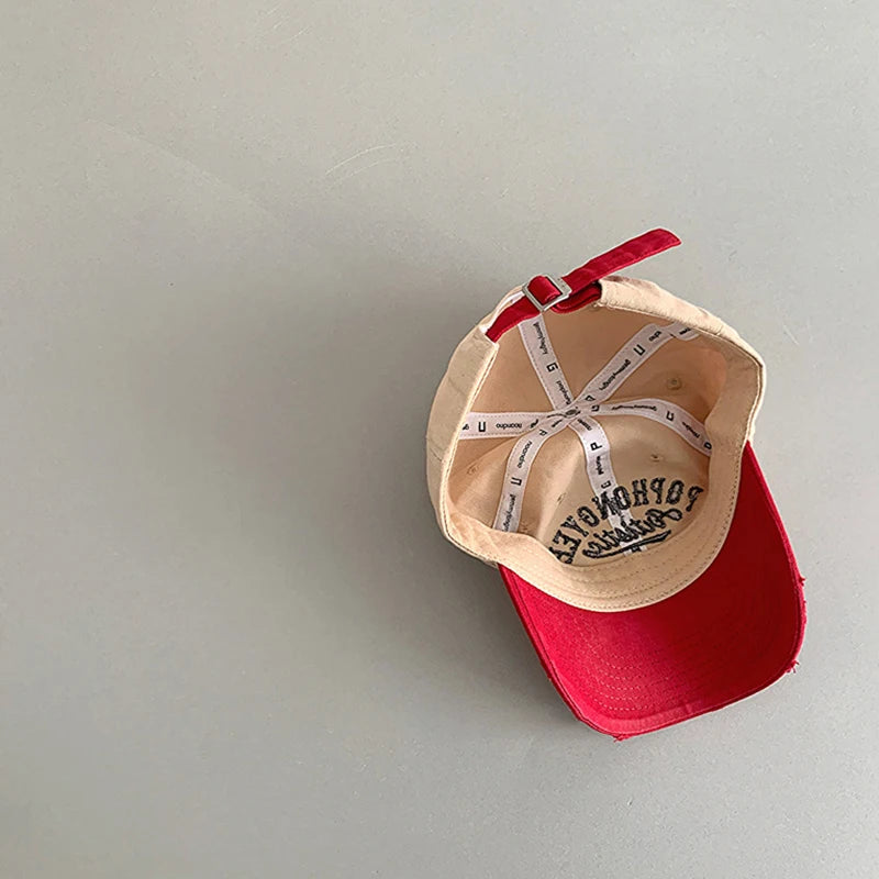 Color Block Children Duck Hat Embroidery Letter Baby Baseball Hats Soft Top Kids Peaked Cap Outdoor Sun Visors