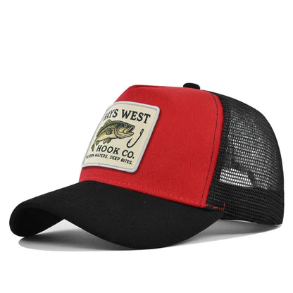 High Quality Fishing Embroidery Baseball Cap Outdoor Fishing Snapback Mesh Hat Sunshade Trucker Hat
