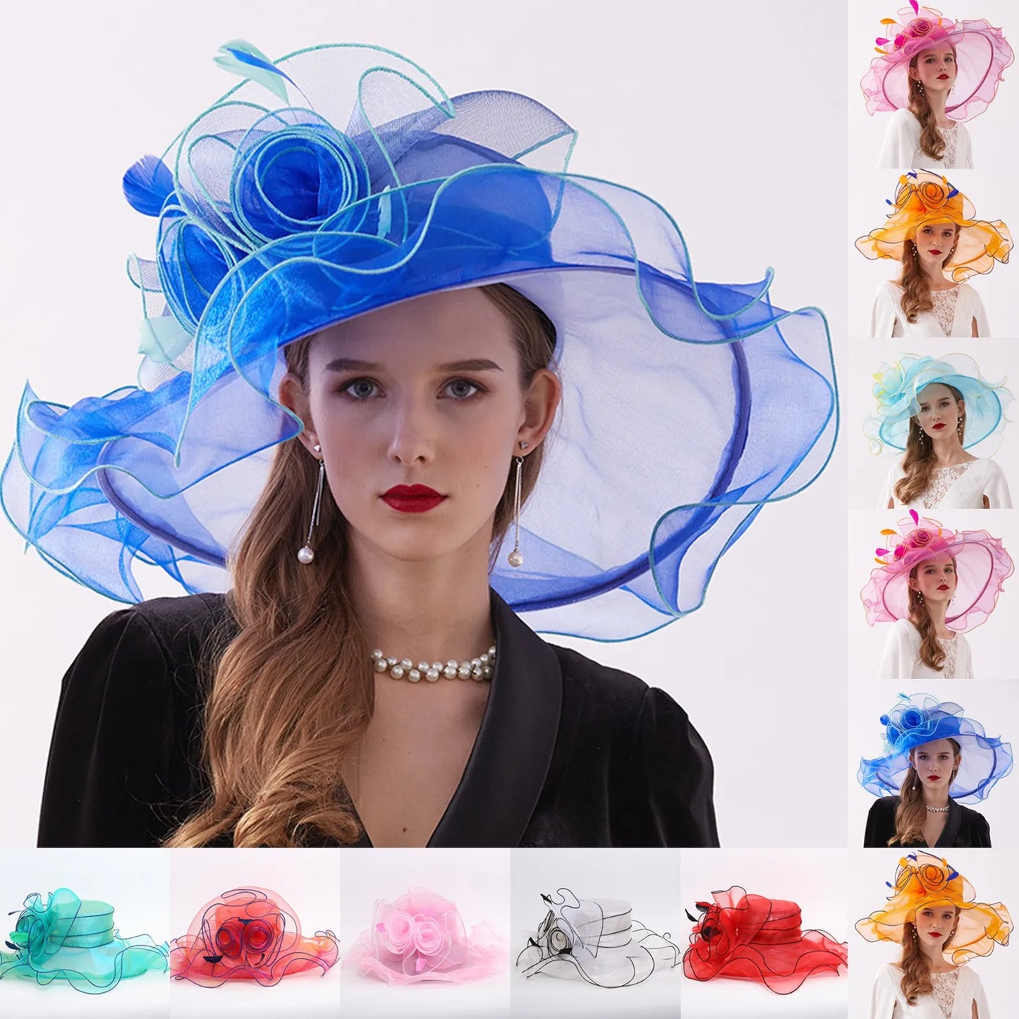 Elegant Women Sun Hat Organza Fedoras Summer Sun Hats