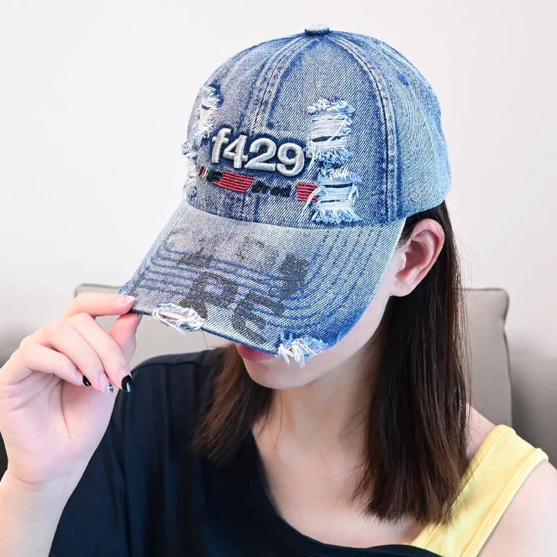 1pc Retro Ripped Baseball Hat for Men and Women