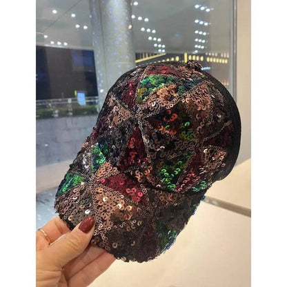 Four Seasons Mesh Sequined Hat Female Korean Baseball Cap