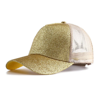 Summer Glitter High Ponytail Baseball Cap Female