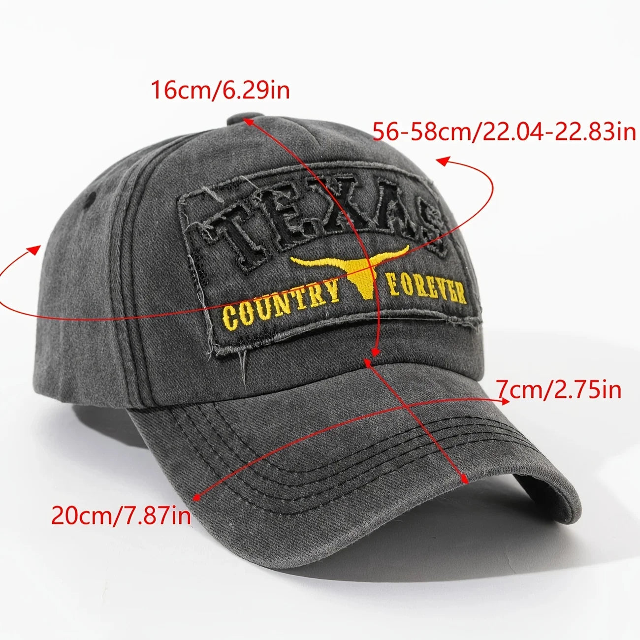 Texas Hollow 3D Patch Vintage Washed Baseball Hat