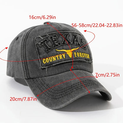 Texas Hollow 3D Patch Vintage Washed Baseball Hat