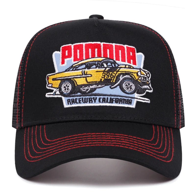 Personalized Creative Mesh Hat Pomnna Car Embroidery Baseball Hat