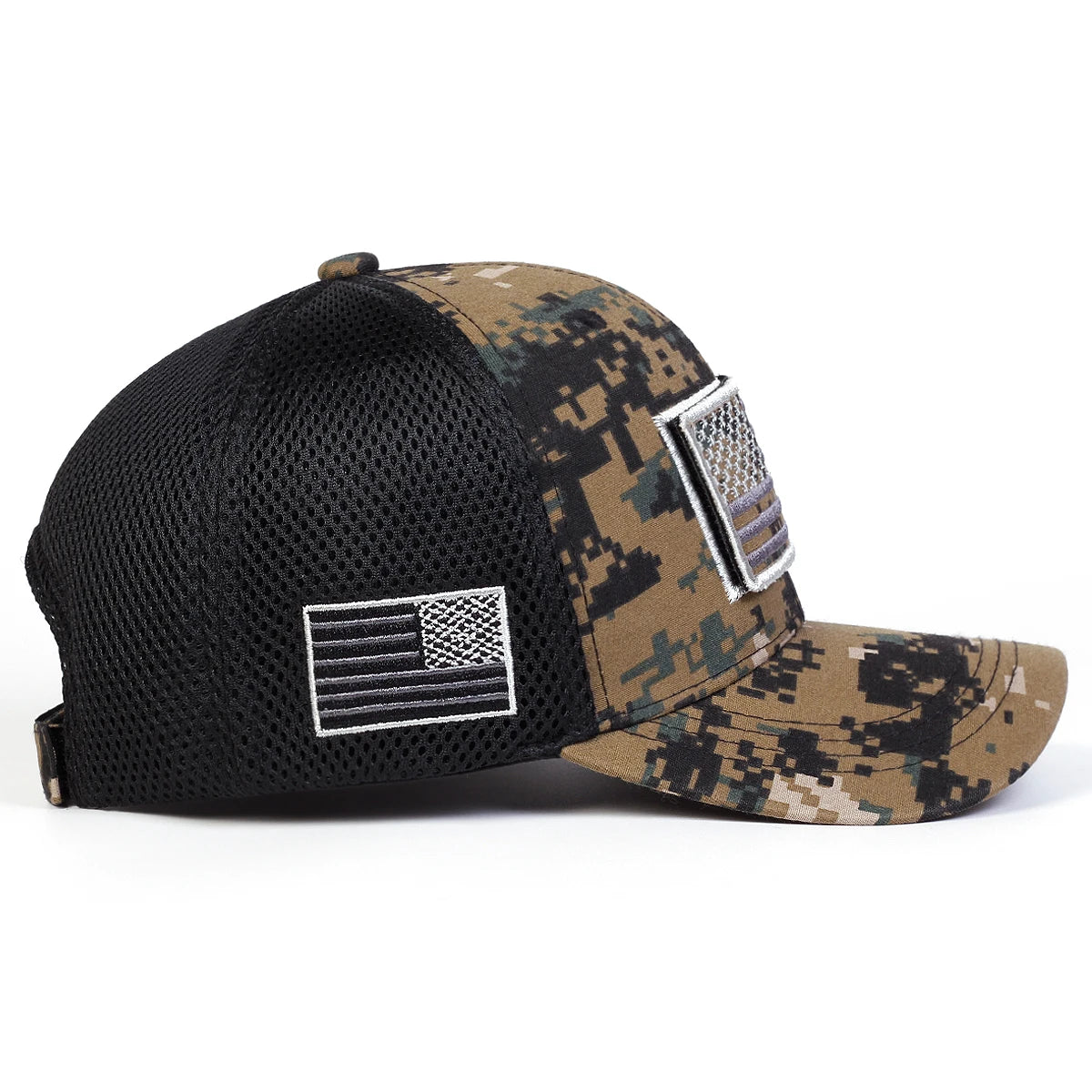 Unisex American Flag Embroidery Camouflage Baseball Net Caps Spring Summer
