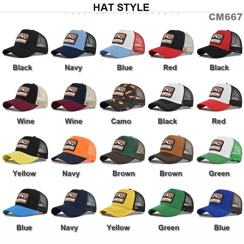 Letter Mesh Breathable Hat Women Men Embroidery Blocking Baseball Cap