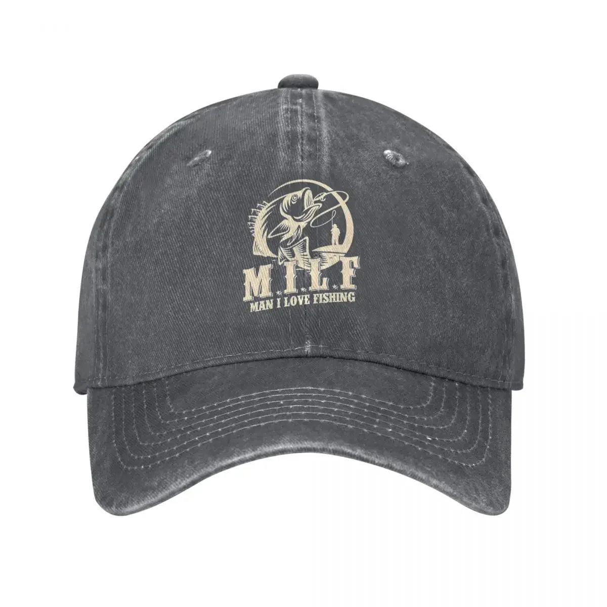 Fashion MILF Man I Love Fishing Baseball Cap Unisex Style Distressed Cotton Sun Cap