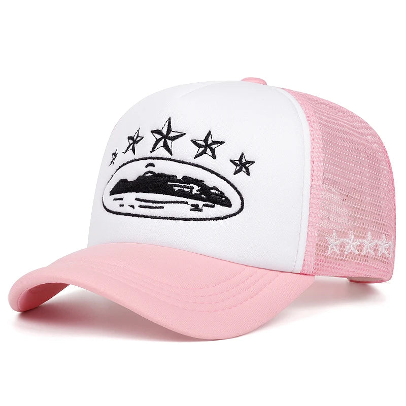 Five Star Mesh Hat Men's Street Hip Hop Hat Women's Outdoor Baseball Hat