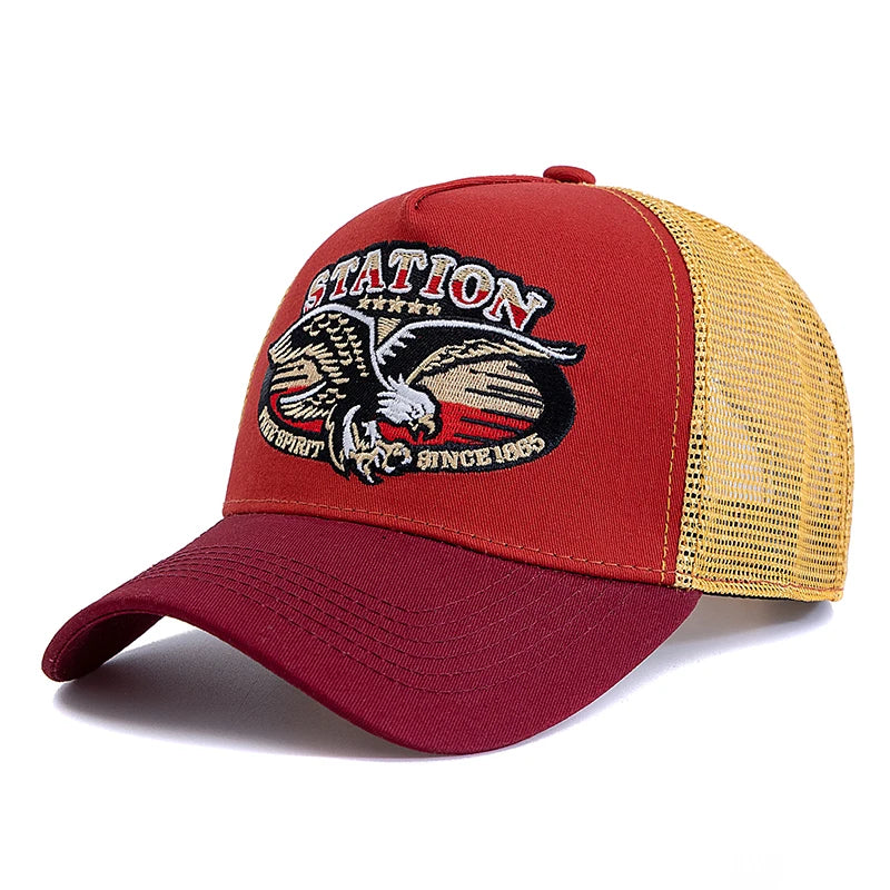 Unisex Summer Fishing Cap with Big Eagle Embroidery Men Women