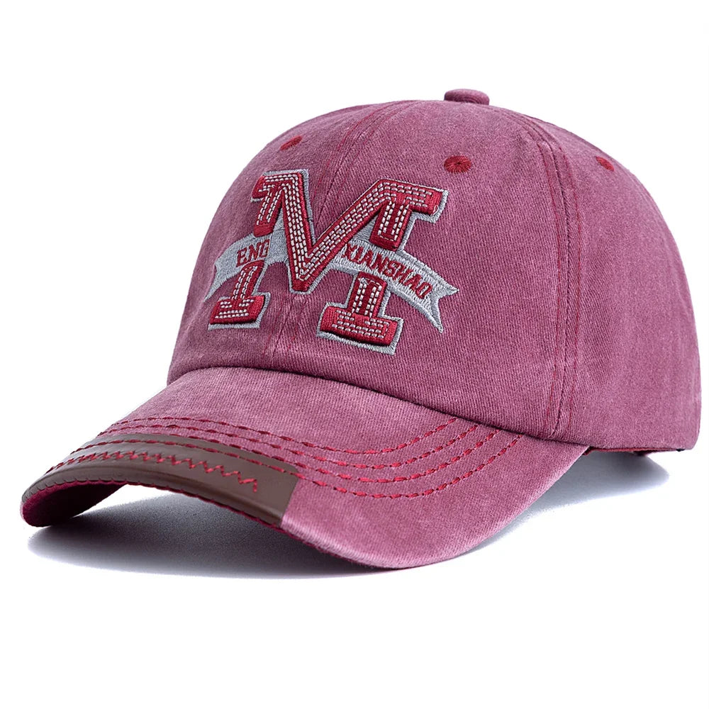 Unisex Baseball Cap M Letter Embroidery Dad Hat Women Men Outdoor Washed Cotton Cap